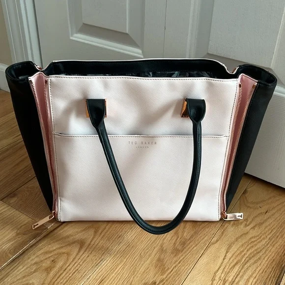 Ted Baker Crosshatch Leyah Shopper Tote bag Pink & Black - Picture 9 of 17